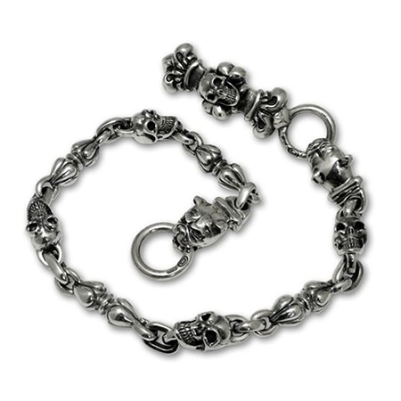 Gaboratory(ガボラトリー/ガボール) スカルオン4ハートキーパー＆2ロングネック ブルドッグw/4スカル＆4ヌードル リンク ウォレットチェーン