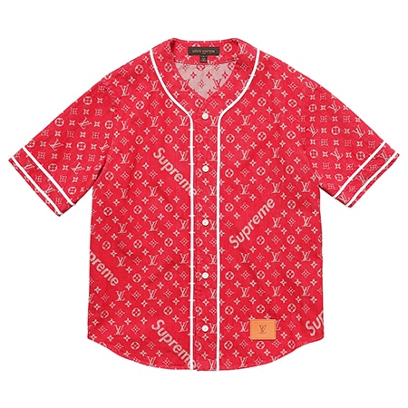 Supreme(シュプリーム)×Louis Vuitton(ルイヴィトン)17-18AW Jacquard Denim Baseball Jersey ベースボールシャツ
