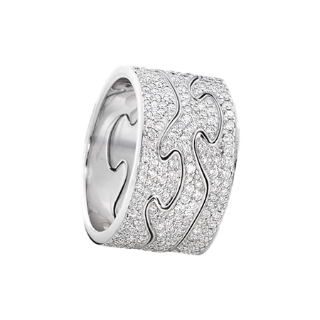 GEORG JENSEN(ジョージジェンセン)  FUSION – リング、3連 – 18K ホワイトゴールド+ブリリアントカットダイヤモンド