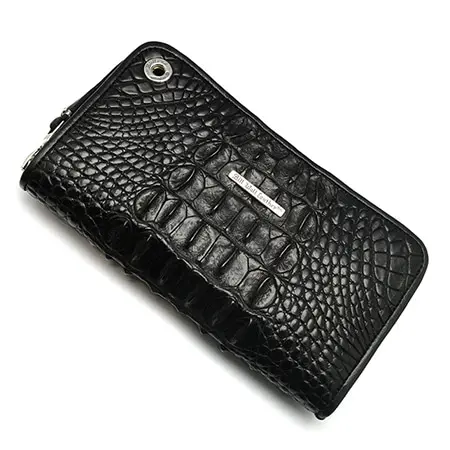 BILL WALL LEATHER(ビルウォールレザー)ジッパーアリゲータートップウォレット BK W949