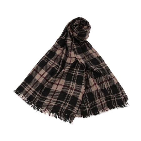 TOMORROWLAND(トゥモローランド) カシミヤ ビッグチェックストール 18 ブラック系