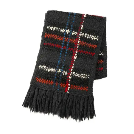 TOMORROWLAND(トゥモローランド) ハンドチェックジャカード ニットマフラー 16 グレー系