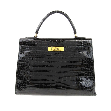 HERMES(エルメス)ケリー32 クロコポロサス ハンドバック ブラック