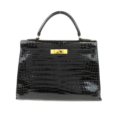 HERMES(エルメス)ケリー32 クロコポロサス ハンドバック ブラック