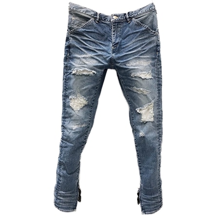 FranCisT_MOR.K.S.(フランシストモークス) 19AW Destroy Re-Maked Hybrid Strecth Denim Vintage Wash. Zip-up Hem 2way 5P Pants