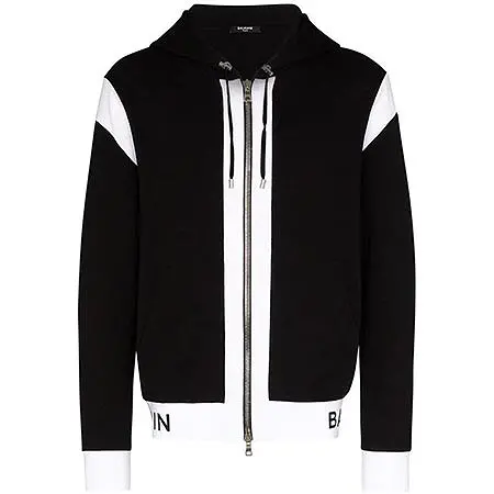 BALMAIN(バルマン) コントラスパネル ロゴ パーカー