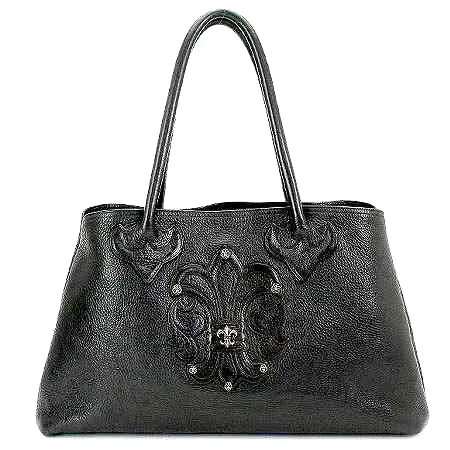 CHROME HEARTS(クロムハーツ) BSフレア トートバッグ ダブルスナップ レザー ブラック