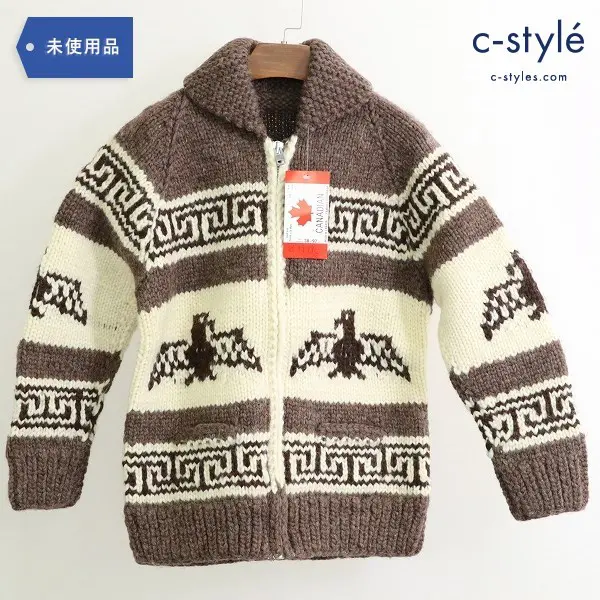 CANADIAN SWEATER COMPANY カナディアン セーター カウチン ジップアップ size38 ブラウン/ナチュラル