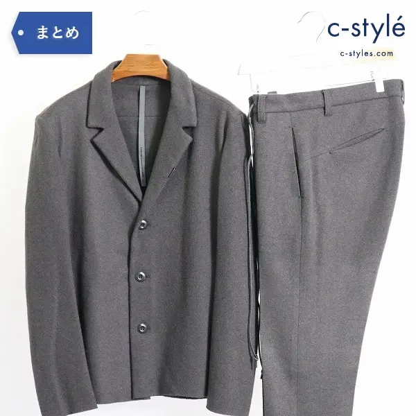 KAZUYUKI KUMAGAI カシミヤ混 フラノ3Bジャケット size2 セットアップ サルエルパンツ size1