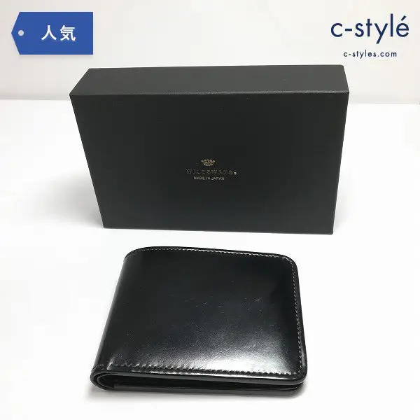WILD SWANS ワイルドスワンズ 二つ折り財布 ウォレット お札入れ レザー 牛革 馬革 ブラック
