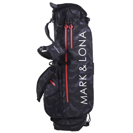 MARK&LONA(マークアンドロナ) CODE COLLECTION CD18 AC ULTRA LIGHT STAND GOLF BAG / ジオメトリック風カモフラージュ柄 スタンドキャディバッグ ブラック