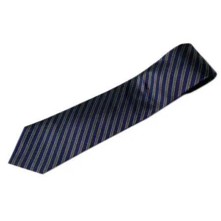 ANGELO FUSCO(アンジェロ・フスコ) ブルー×ライトブラウン×生成りストライプ織柄セッテピエゲネクタイ大剣幅8.5cm