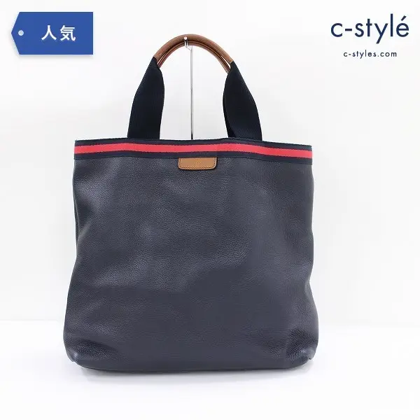 GUCCI グッチ ウェブ レザー トート バッグ ハンド カバン 鞄 281899