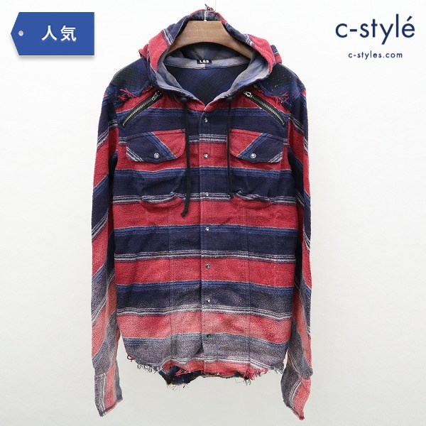 L.G.B. ルグランブルー フード付 長袖 シャツ size1 レッド ネイビー