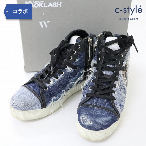 ISAMU KATAYAMA BACKLASH × WHITE FLAGS ビンテージ リメイク デニム スニーカー size 4