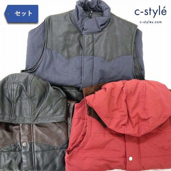 glamb グラム 中綿ベスト size3 レザー 豚革 羊革 牛革 フーディー 計3点