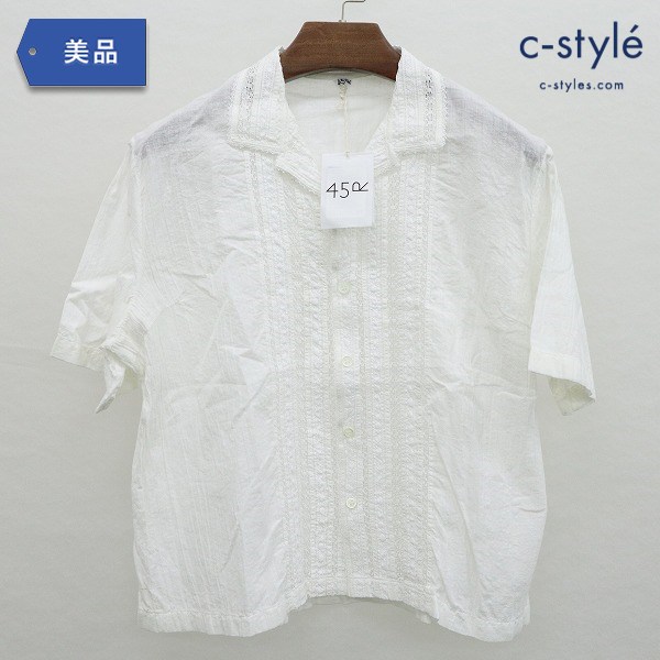 45R 麻 リネン ブラウス sizse2 白 ホワイト レディース 日本製