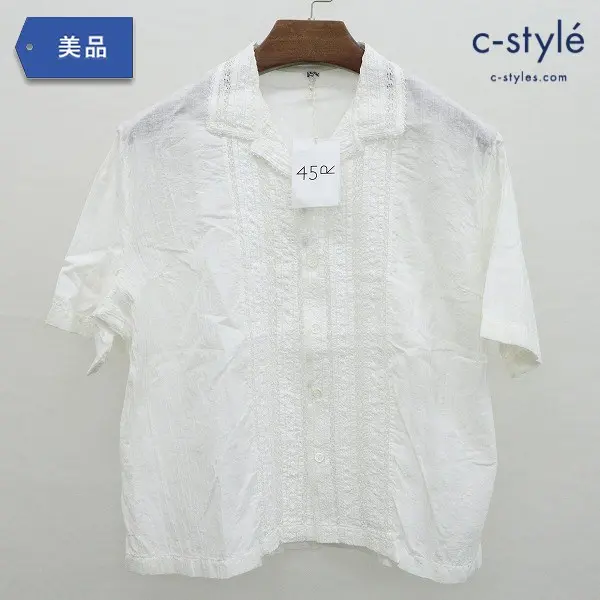 45R 麻 リネン ブラウス sizse2 白 ホワイト レディース 日本製