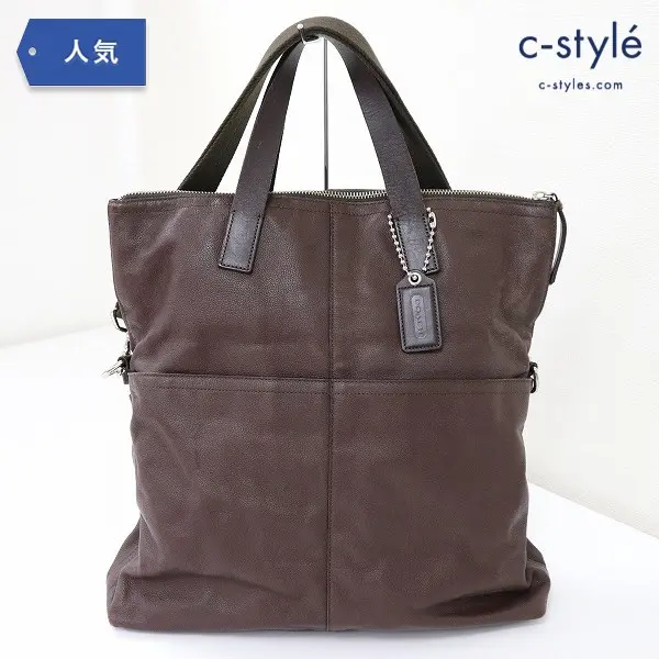 COACH トートバッグ トンプソン クロスボディー フォルドオーバー DKブラウン