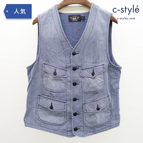 RRL Ralph Lauren ヒッコリー ワークベスト ストライプ サイズS 綿100%