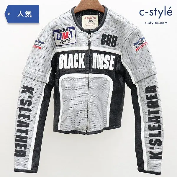 KADOYA カドヤ パンチングレザージャケット L マルチ ブラックホース 牛革