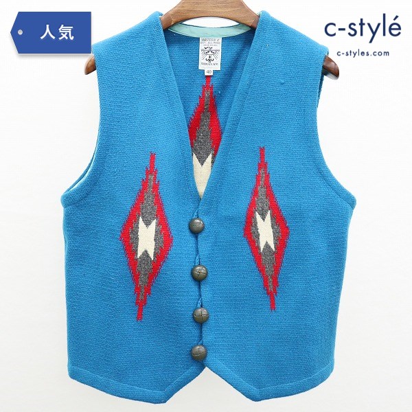 ORTEGA’S オルテガ チマヨベスト 40 ブルー系 ウール ネイティブ