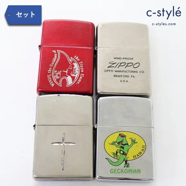 Zippo ジッポー オイルライター GECKOMAN / 十字架 / WIND-PROOF 他 計4点