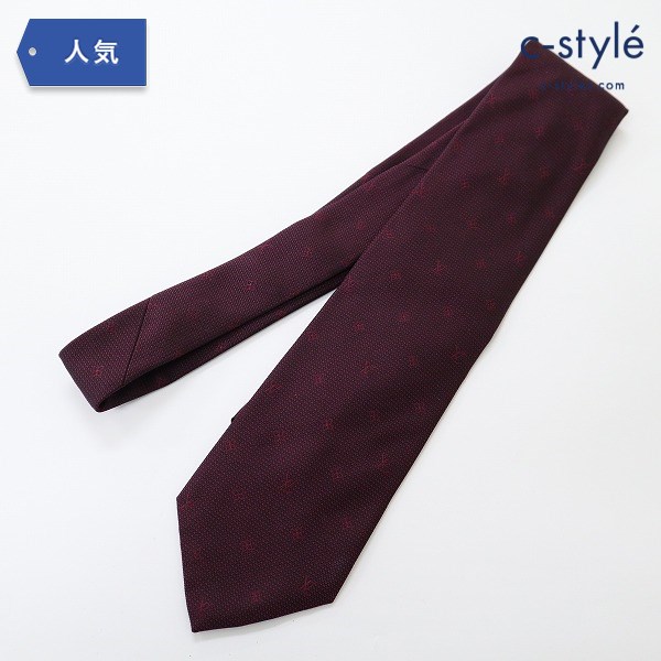 LOUIS VUITTON ルイヴィトン ネクタイ ロゴマーク ワインレッド シルク