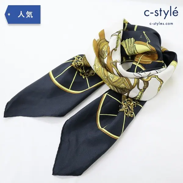 HERMES エルメス SPRINGS 馬車柄 カレ90 スカーフ マルチカラー シルク 大判