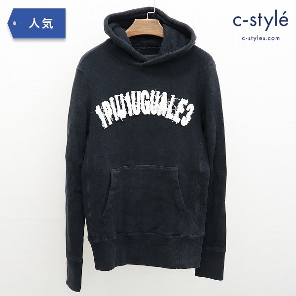 1PIU1UGUALE3 プルオーバー パーカー フーディ 綿100% サイズⅢ 3 ブラック