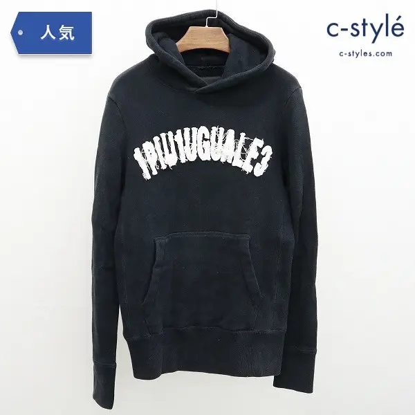 1PIU1UGUALE3 プルオーバー パーカー フーディ 綿100% サイズⅢ 3 ブラック