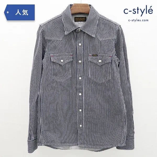 IRON HEART アイアンハート デニムシャツ ストライプ S ホワイト×インディゴ