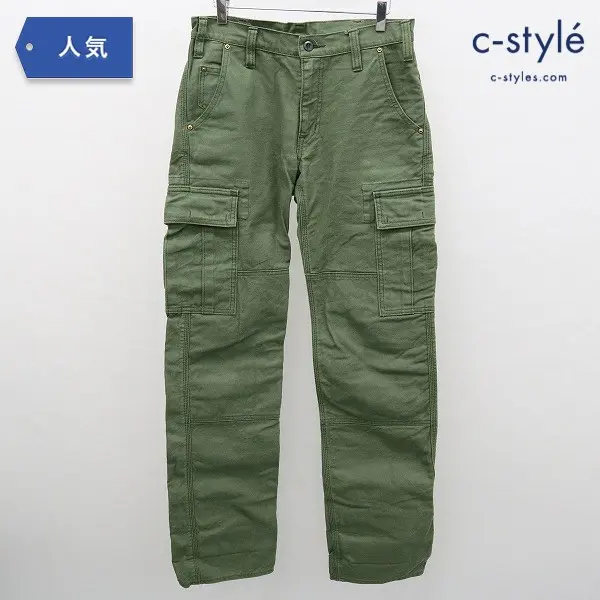 IRON HEART アイアンハート デニム カーゴパンツ W30 オリーブ 綿100 日本製