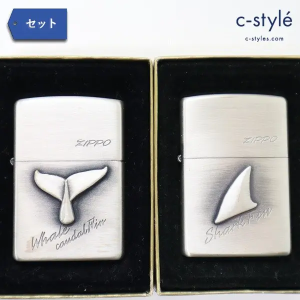ZIPPO ジッポー ライター Shark Fin Whale caudal Fin シルバー 喫煙具