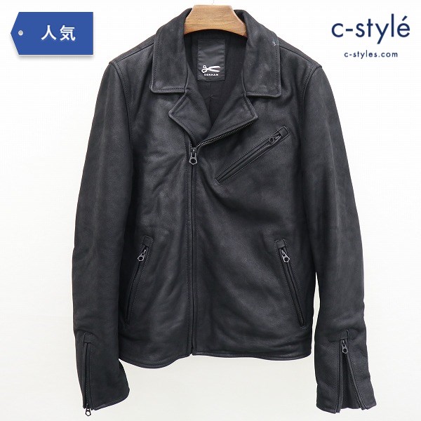 DENHAM デンハム レザーライダースジャケット XS ブラック ARCHIVE BIKER WMN 牛革 本皮 バイカー