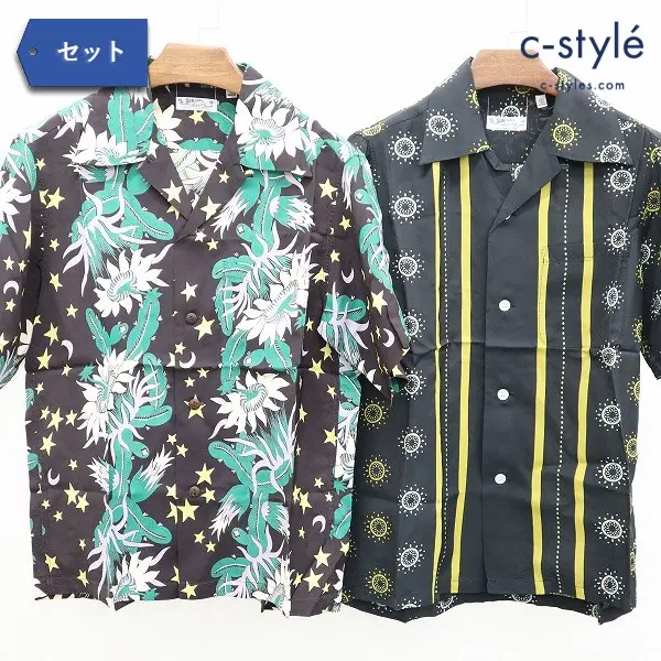 SUN SURF サンサーフ 半袖シャツ アロハシャツ S ブラック ブラック系 日本製 総柄 レーヨン100