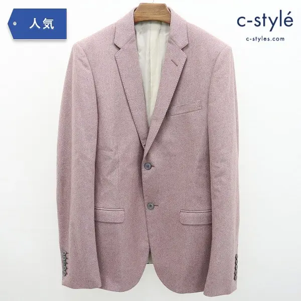 GUCCI グッチ ウールカシミヤ混 テーラードジャケット 7-50R ピンクベージュ 2B サイドベンツ イタリア製