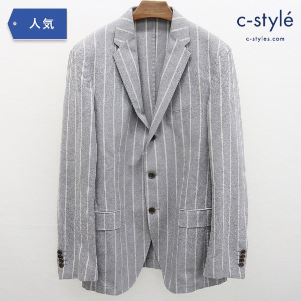 Salvatore Ferragamo サルヴァトーレフェラガモ テーラードジャケット 52 グレー イタリア製 ストライプ