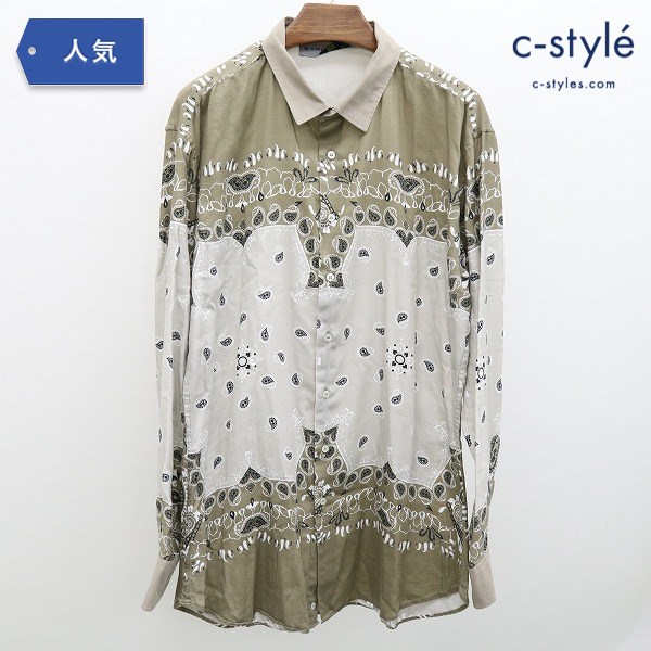 ETRO エトロ ペイズリー柄シャツ XL カーキ 長袖 ボタンシャツ Made in Italy イタリア製