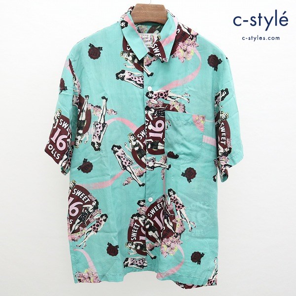 HYSTERIC GLAMOUR ヒステリックグラマー 20SS Sweet 16 DoLLs柄 アロハシャツ M ミントグリーン 半袖