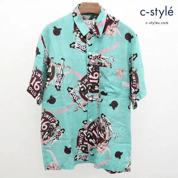 HYSTERIC GLAMOUR ヒステリックグラマー 20SS Sweet 16 DoLLs柄 アロハシャツ M ミントグリーン 半袖