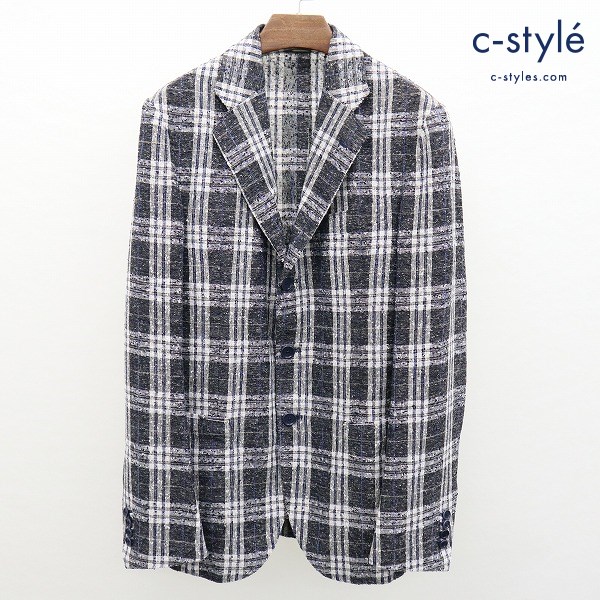 De Petrillo デペトリロ テーラードジャケット 48 マルチカラー 3B 段返り 背抜 麻 キュプラ