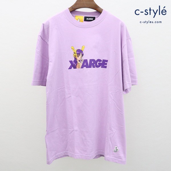 FR2 エフアールツー × XLARGE エクストララージ Tシャツ バイカーガール L パープル ロゴ プリント