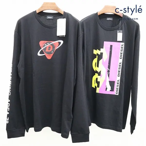 DIESEL ディーゼル 長袖Tシャツ 2点 まとめ XXL クルーネック カットソー コットン100 プリント