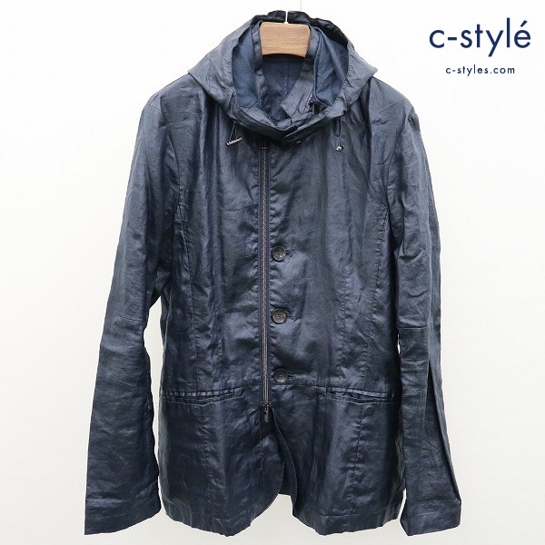 ARMANI COLLEZIONI アルマーニコレツィオーニ フード着脱可 ジャケット EU46 ネイビー系 ポリウレタン100 麻