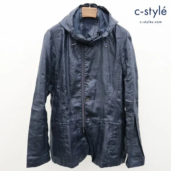 ARMANI COLLEZIONI アルマーニコレツィオーニ フード着脱可 ジャケット EU46 ネイビー系 ポリウレタン100 麻