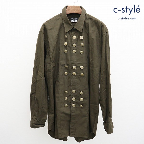 COMME des GARCONS HOMME PLUS ボタン装飾 長袖 シャツ L ブラウン系 日本製