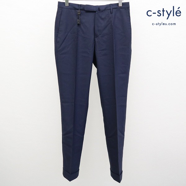 インコテックス Taperd Fit Super 130’s wool Look Mohair Pants テーパード ウール スラックス 42 ネイビー