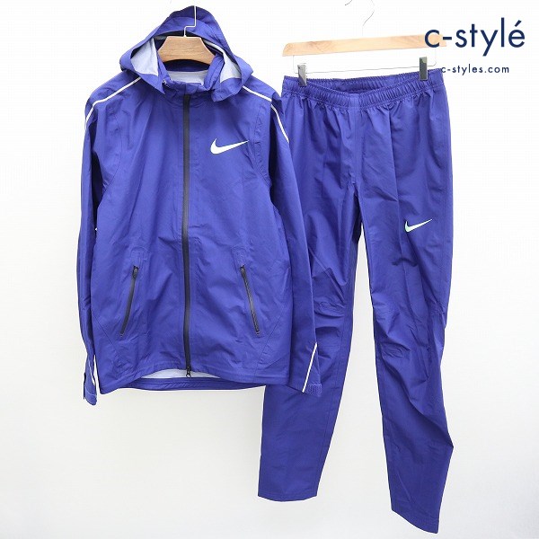 NIKE ナイキ Pro Elite Storm JACKET ジャケット フーディ + PANTS パンツ XS ブルー ナイロン