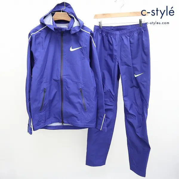NIKE ナイキ Pro Elite Storm JACKET ジャケット フーディ + PANTS パンツ XS ブルー ナイロン